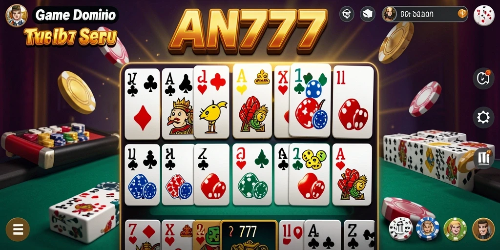 Tampilan gameplay Domino yang menarik dan interaktif di AN777.