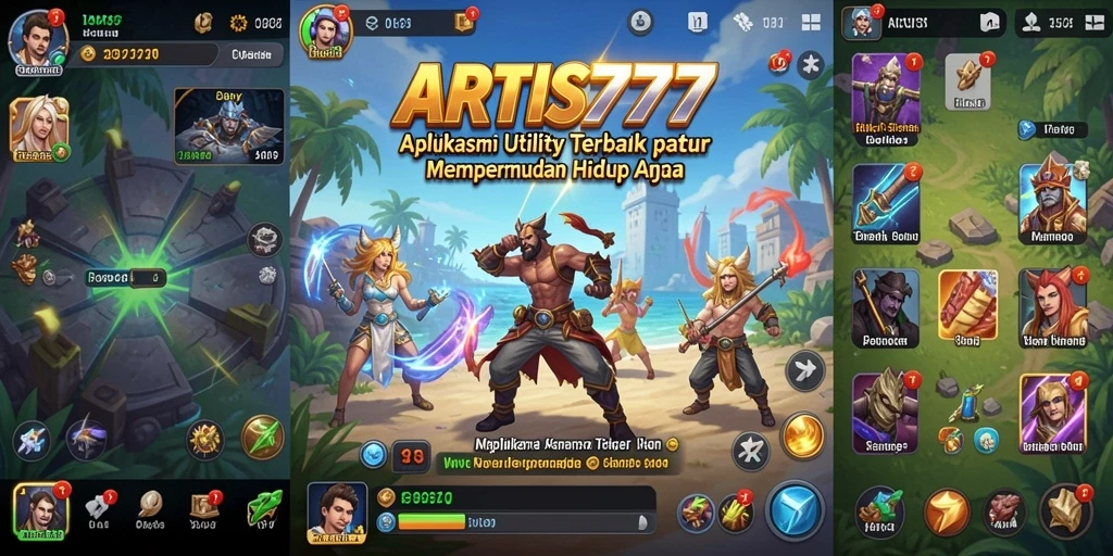 Tampilan utama ARTIS777 dengan fitur-fitur Utility yang menarik.