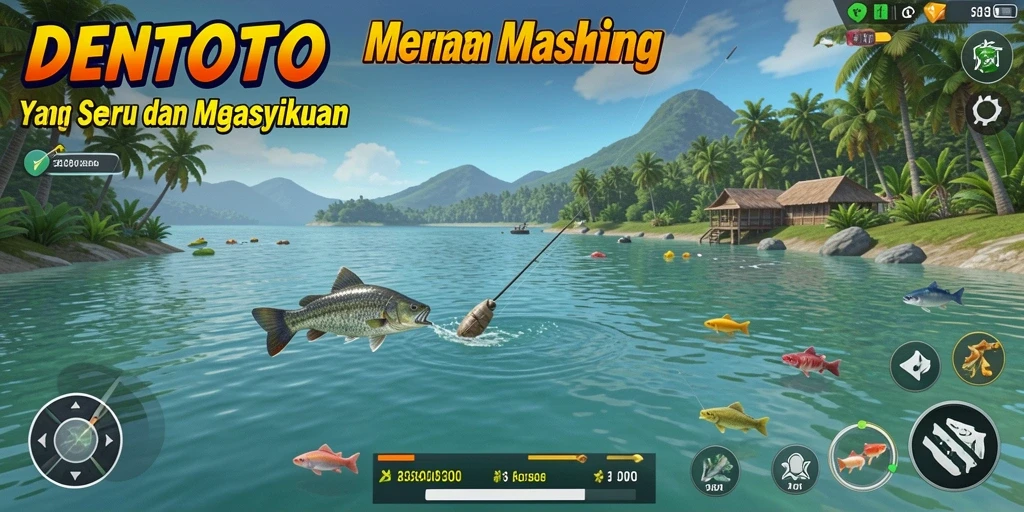 Tampilan gameplay DENTOTO dengan pengalaman memancing yang seru.