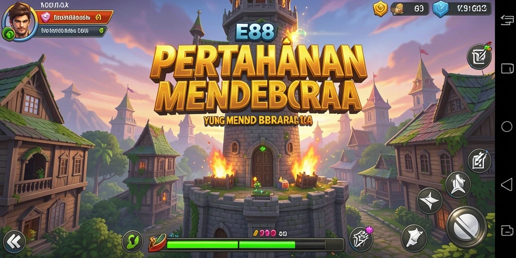 Tampilan gameplay E88 yang menegangkan saat mempertahankan menara dari serangan musuh.
