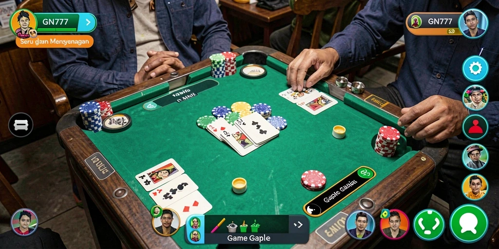Screenshot gameplay Gaple di GN777 menampilkan suasana seru.