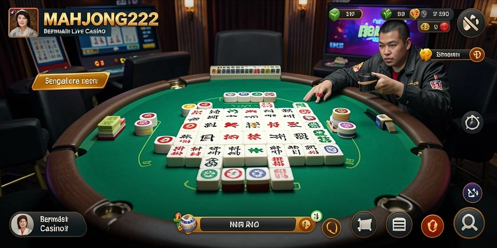 Screenshot gameplay MAHJONG222 menampilkan pengalaman Live Casino yang seru.