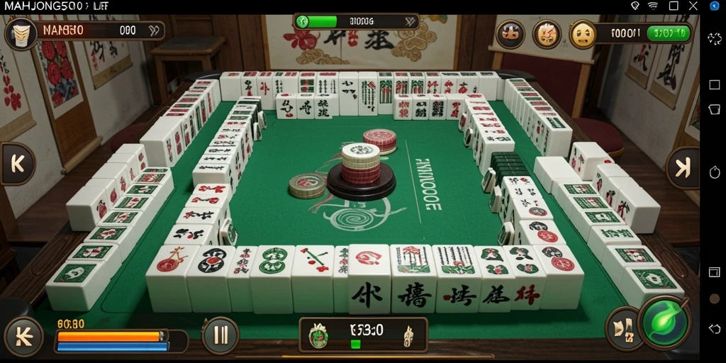 Tampilan gameplay yang seru dari MAHJONG500 dengan elemen musik interaktif.
