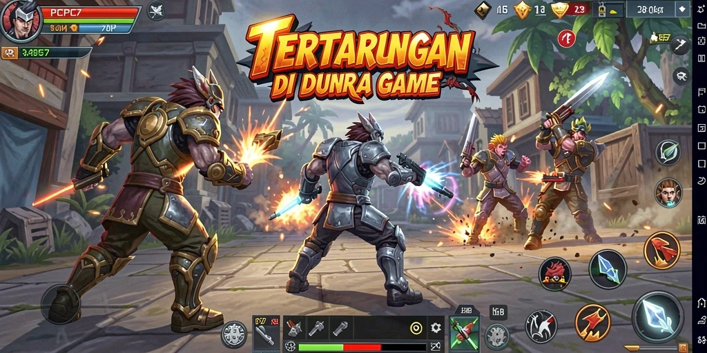 Screenshot gameplay PCPC7 menampilkan aksi pertarungan yang mendebarkan.