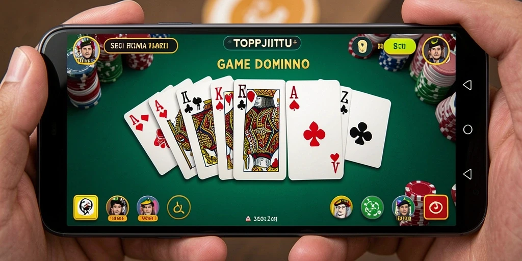 Tampilan menarik dari gameplay Domino TOPJITU yang mendebarkan.